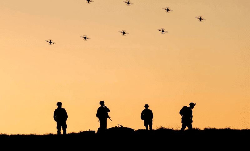 UAV swarm photo illustration by US Army