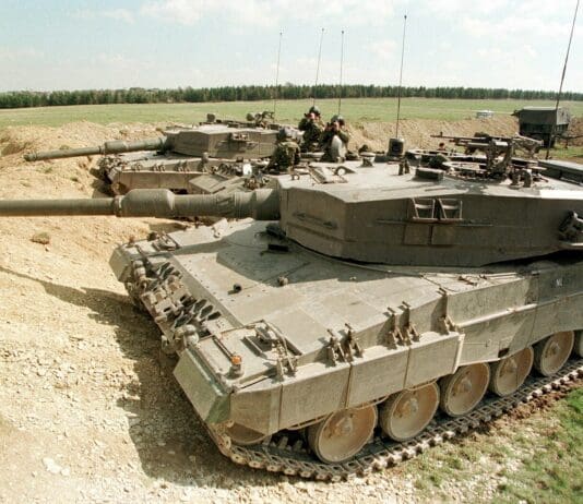 Ukrainian Tanks Enhanced with Steel Grid Screens for Drone Protection Image by Wikimedia (public domain)