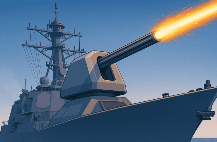 קפיצת מדרגה בנשק הימי: תותח מסילה במהירות מאך 6 AI generated image