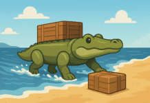 ה"תנין" האמפיבי מביא אוטונומיה ללוגיסטיקה ימית AI generated image