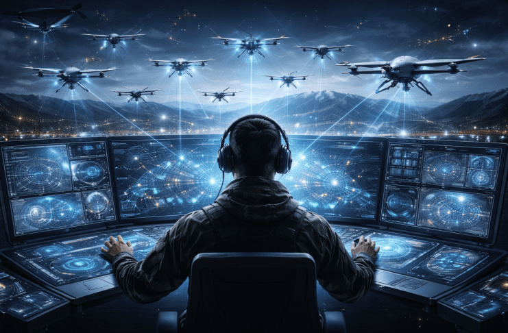 מפעיל אחד, נחיל שלם: פריצת הדרך בשליטה ברחפנים AI generated image