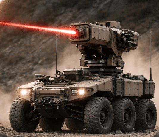 The Laser Sniper Riding on a Robot Rover AI generated image