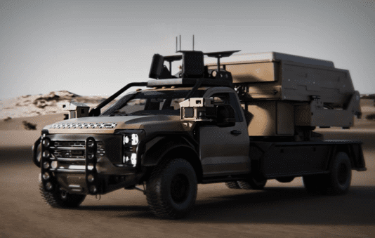 המערכת נגד רחפנים שנוסעת לבד Image from General Dynamics Land Systems on YouTube