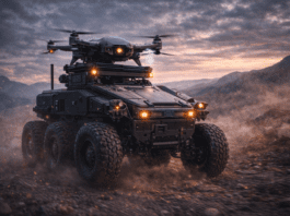 A Drone Riding a Robot? The New Twist in Battlefield Tech AI generated image