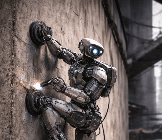 A Robot That Climbs Walls to Do Dangerous Jobs AI generated image