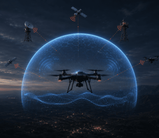 A New EW Shield Is Designed to Keep Drones Alive in Contested Airspace AI generated image